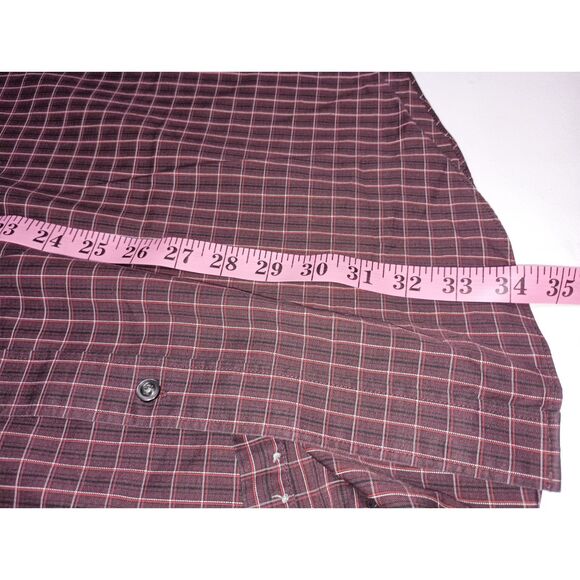 Kenneth Cole Reaction: Burgundy Plaid Long-Sleeve Button Down Shirt, Men XL - Picture 5 of 5